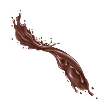 Splashing liquid chocolate on a white background