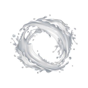 Milk splashes circle on a white background