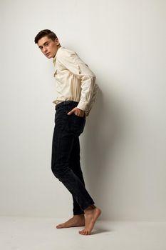 handsome man shirt black pants self-confidence elegant style