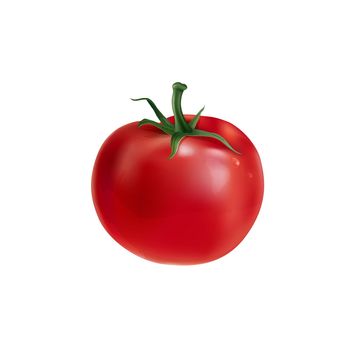 Fresh red tomato on a white background.