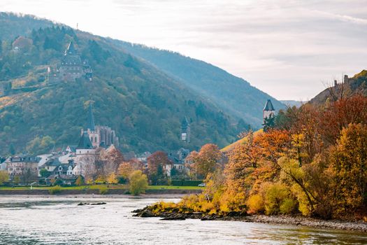 Travel in Germany - river cruises in Rhein river, beautiful medieval town and wine fields
