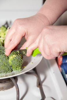 Chopping Fresh Broccoli