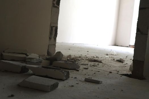 Remains of construction debris in the apartment