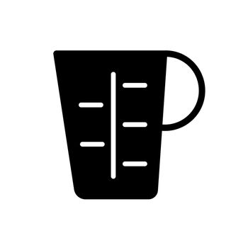 Measuring cup, beaker glyph icon. Kitchen appliance