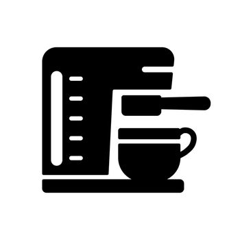 Coffee machine with cup vector glyph icon