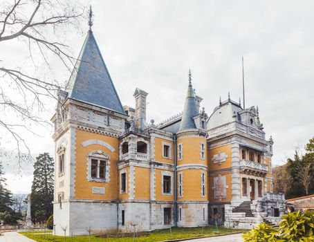 MASSANDRA, CRIMEA - February 10, 2015. Massandra Palace. Chateauesque villa of Emperor Alexander III of Russia.