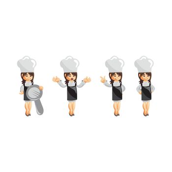 Chef Woman character Mascot creation Illustration Template Pose Set