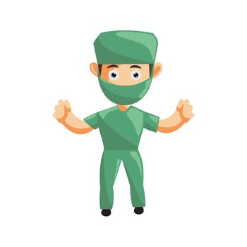 Nurse Man hospital character clothes healthcare mascot Hand Strong