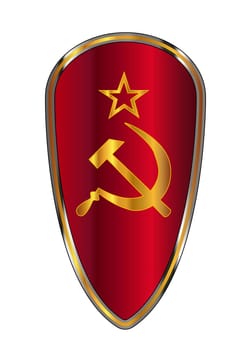 Hammer And Sickle Russia Emblem Set Upon A Typical Shield