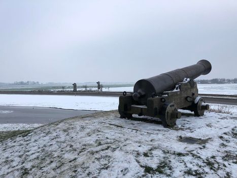 Cannon during winter in Sloten