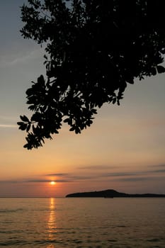 view from Koh Ta Kiev island in cambodia at sunset