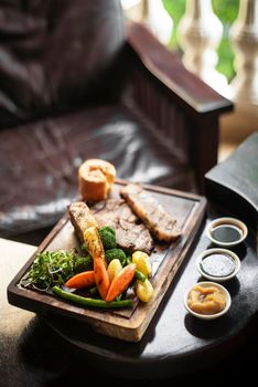 sunday roast beef traditional british meal set on table
