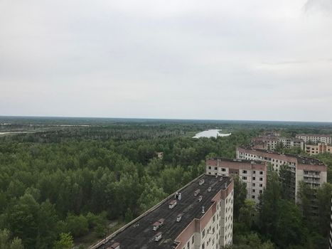 Buildings in Pripyat the abandoned city 