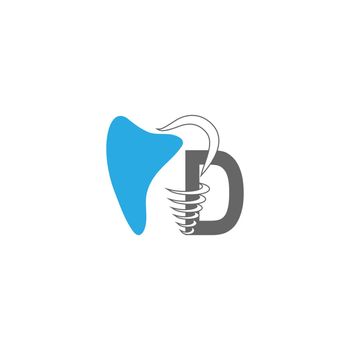Letter D logo icon with dental design illustration vector