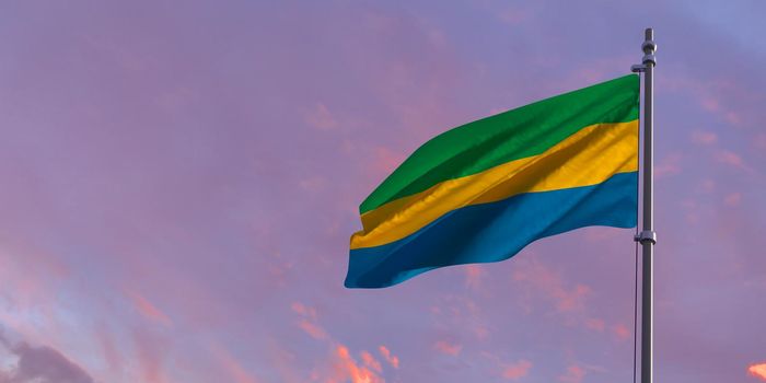 3d rendering of the national flag of the Gabon