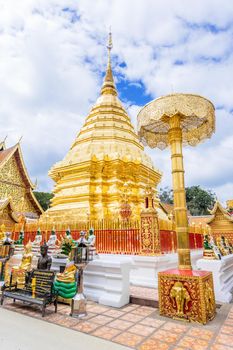 Golden thai pagoda at Wat Phrathat Doi Suthep.
