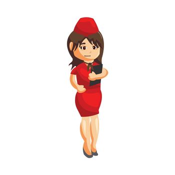 Flying attendants air hostess Profession stewardess Bring Book cartoon character illustration