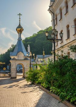 The main entrance to the Svyatogorsk Lavra in Ukraine