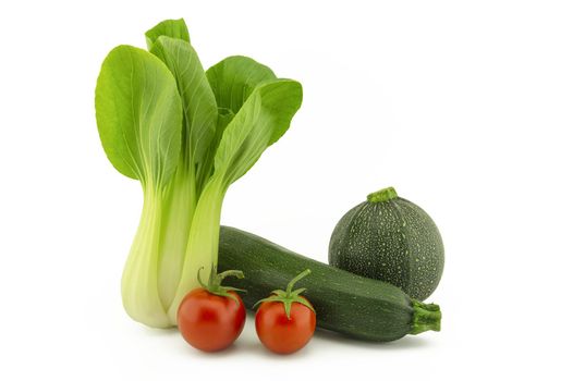 Courgette or zucchini, cherry tomato and cabbage