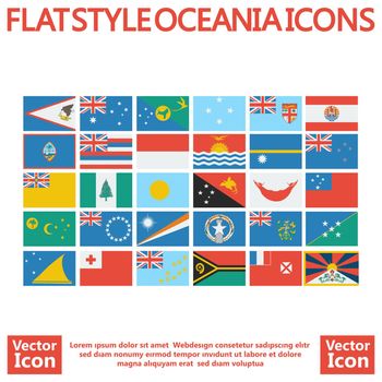 Flat style Oceania flag collection icons