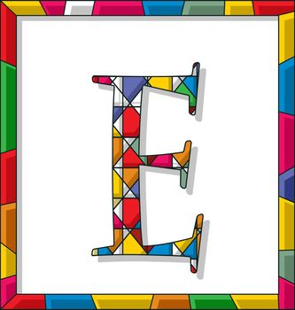 Letter E in stained glass