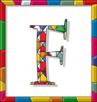 Letter F in stained glass