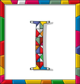 Letter I in stained glass