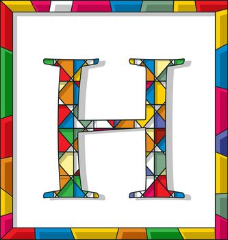 Letter H in stained glass