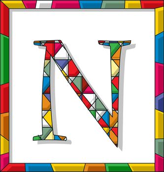 Letter N in stained glass