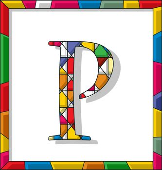Letter P in stained glass