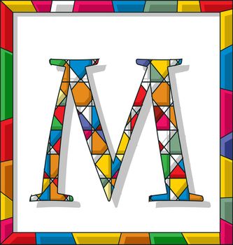 Letter M in stained glass