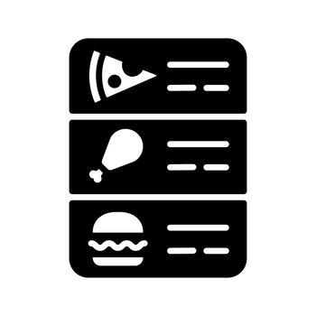 Online food menu vector glyph icon