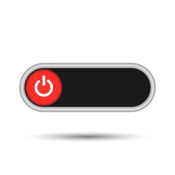 On Off switch toggle - slider style power buttons with silver button black round background, The Off buttons are enclosed in red circle in white background
