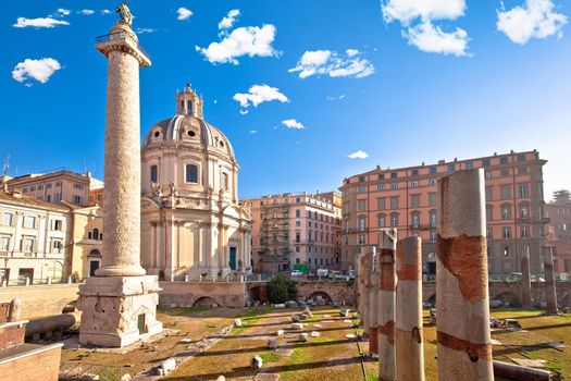 Rome. Ancient Trajans Forum square of Rome view