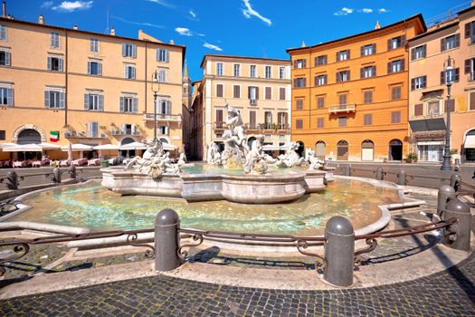 Eternal city of Rome. Piazza Navona square fountain and architecture view