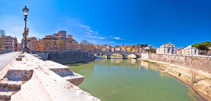 Rome. Tiber river and Rome historic cityscape and Vatican view