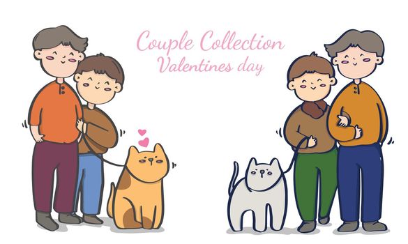 Valentine's day homosexual couple illustrations collection