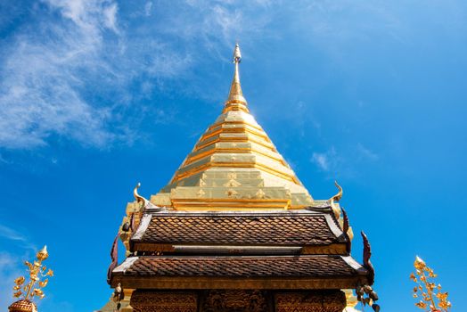 Wat Phra That Doi Suthep with blue sky in Chiang Mai at Thailand