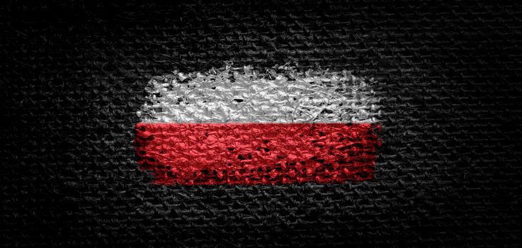 National flag of the Poland on dark fabric