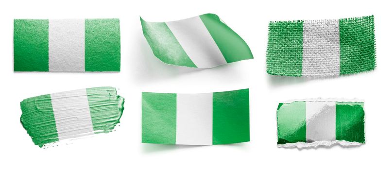 Set of the national flag of Nigeria on a white background