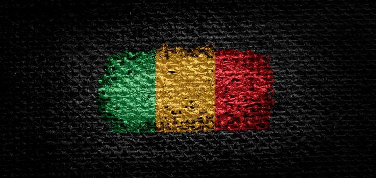National flag of the Mali on dark fabric