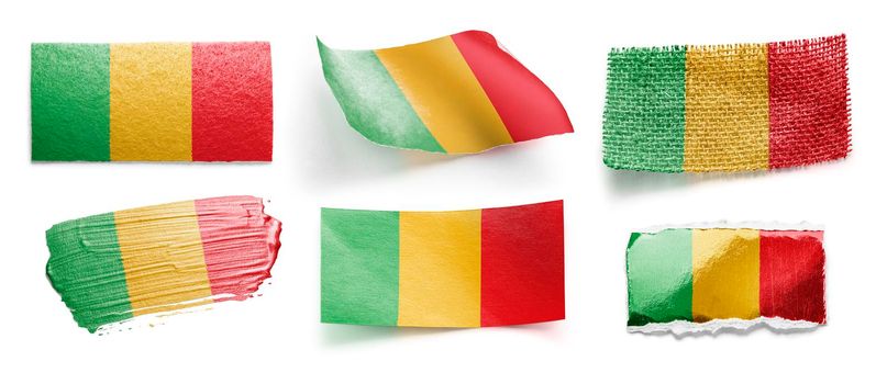 Set of the national flag of Mali on a white background