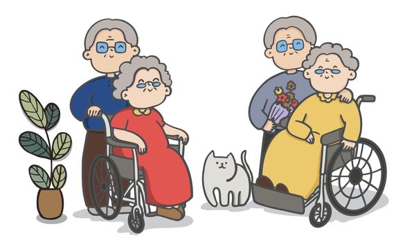 Cartoon old people couple, Couples to Spend Time Together, Valentine's day, couple illustrations.