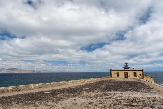 Lighthouse on Isla Lobos in Fuerteventura in summer 2020