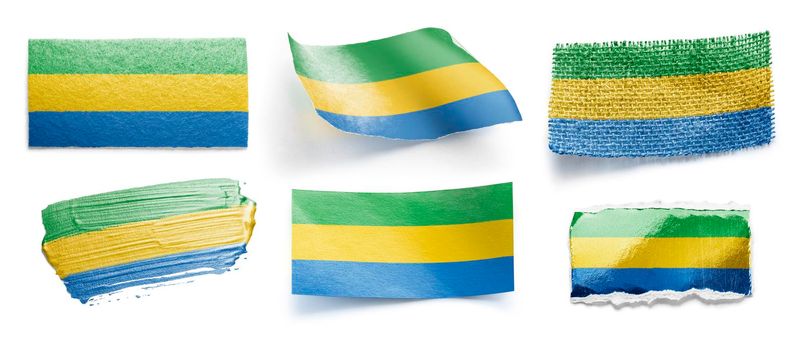 Set of the national flag of Gabon on a white background