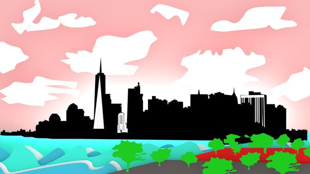 3d render illustrations New York city painting. Americans New York city.