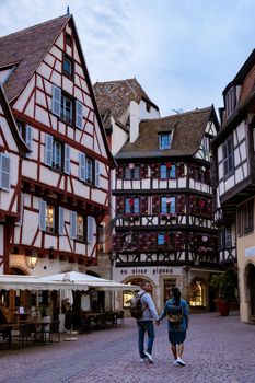 Beautiful view of colorful romantic city Colmar, France, Alsace 
