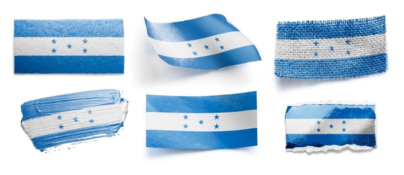 Set of the national flag of Honduras on a white background