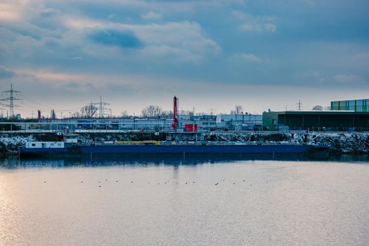 Krefeld Germany, Gas tanker inlandshipping in harbour of Krefeld
