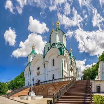 Svyatogorsk, Ukraine 07.16.2020.  Assumption Cathedral on the territory of the Svyatogorsk Lavra  in Ukraine, on a sunny summer day